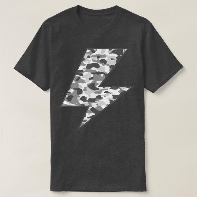 Blixt Svart Camo Graphic Tee Grått Camoufl (Design framsida)