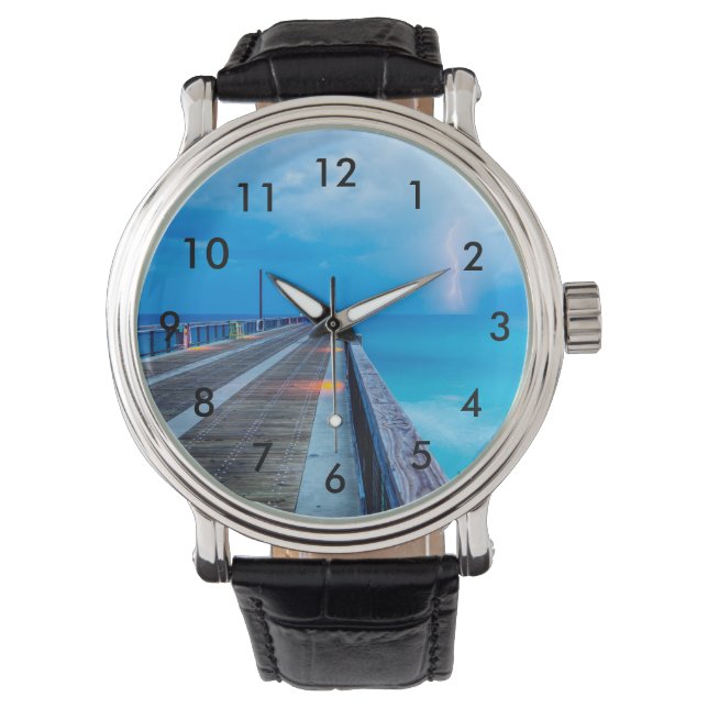 Blixt vid Navarre Beach Pier Armbandsur (Framsida)
