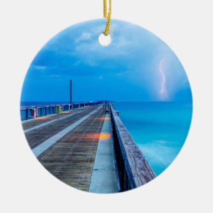 Blixt vid Navarre Beach Pier Julgransprydnad Keramik