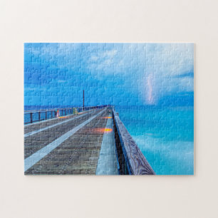 Blixt vid Navarre Beach Pier Pussel