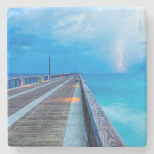 Blixt vid Navarre Beach Pier Stenunderlägg