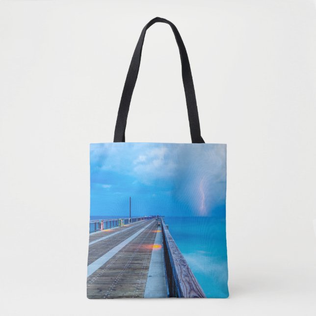 Blixt vid Navarre Beach Pier Tygkasse (Framsida)
