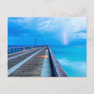 Blixt vid Navarre Beach Pier-vykort Vykort