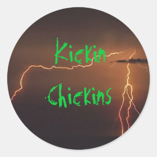 Blixtbakgrund, Kickin Chickins Runt Klistermärke