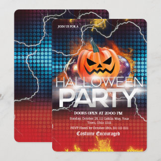 Blixteld Diskopumpa Halloweenfest Inbjudningar
