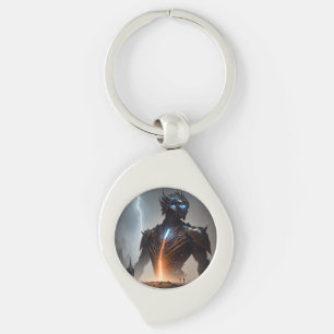 Blixten Cyborg Warrior Swirl Silverfärgad Nyckelring