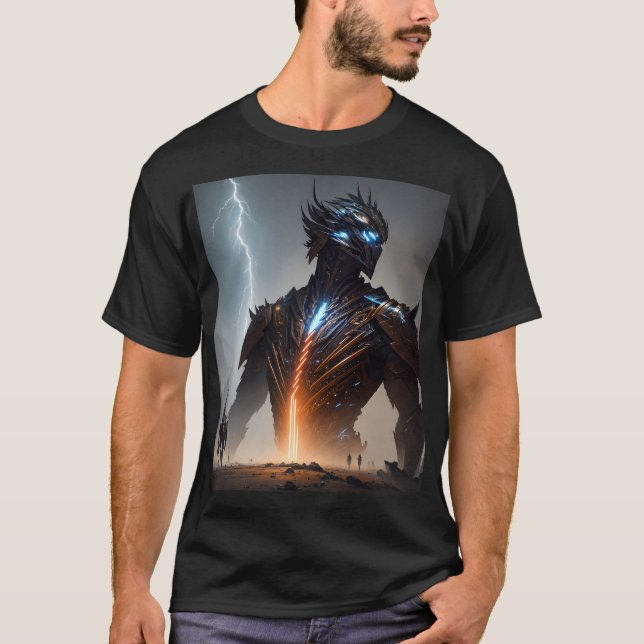 Blixten Cyborg Warrior T Shirt (Framsida)