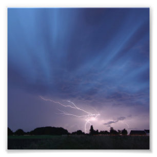 Blixten klockas slag under Thunderstorm Fototryck