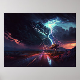 Blixten strejka i träd poster