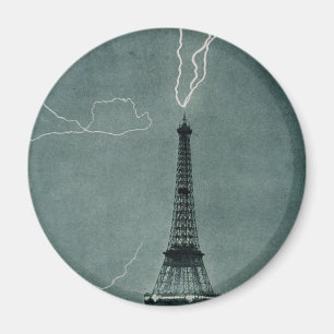 Blixten Strejkas Eiffel Torn, 1902 Magnet