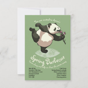 Blixtfyllda Panda-doftande Blommar med text Inbjudningar