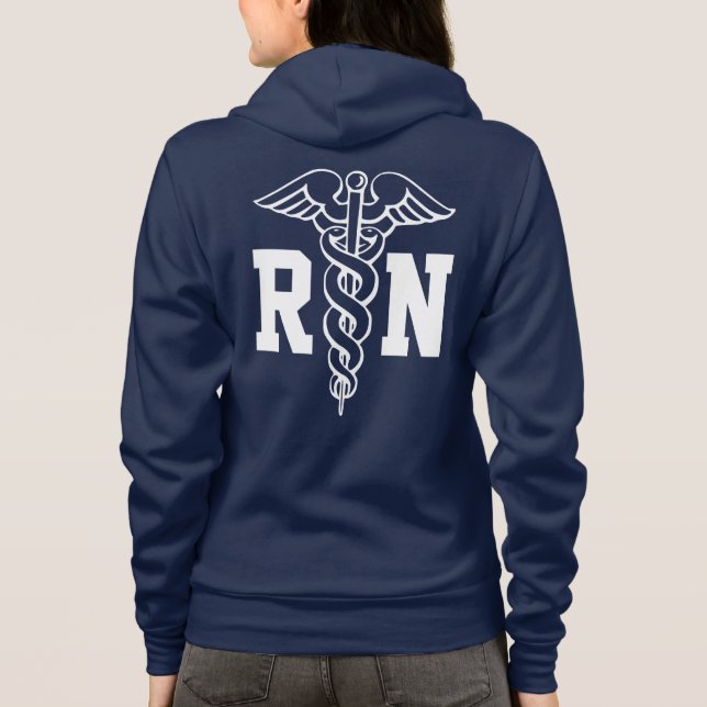 Blixtlåsförsedd hoodie för RN-sjuksköterska med T-shirt (Baksida)