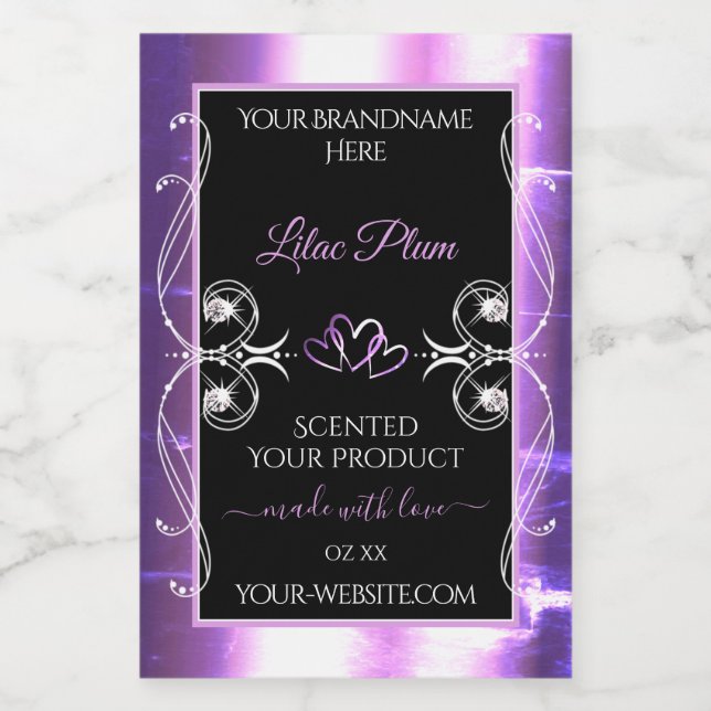 Blixtljus Lila Black Product Labels Diamonds Mat Etikett (Singel etikett)