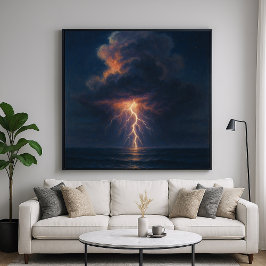 Blixtnattstorm - Pastellmålning Havsutsikt Poster