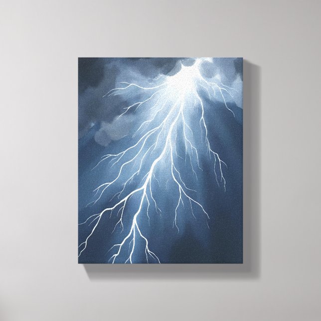Blixtnedslag | Stormig himmel akvarell Canvastryck (Framsida)