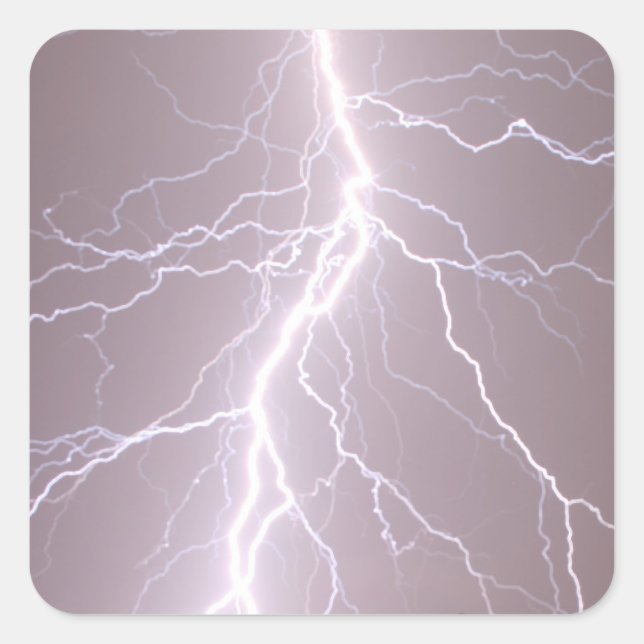 Blixtnedslag, Strejka - fästmärke Fyrkantigt Klistermärke (Framsida)