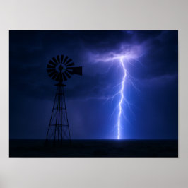 Blixtnedslagen väderkvarnposter - Dramatisk Texas  Poster