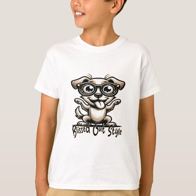 Blixtnedtryckt Hund T Shirt (Framsida)