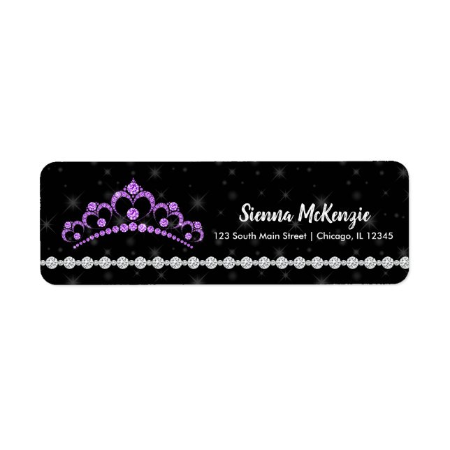 Blixtrosa Diamanttiaras - välj din bakgrund Returadress Etikett (Framsidan)