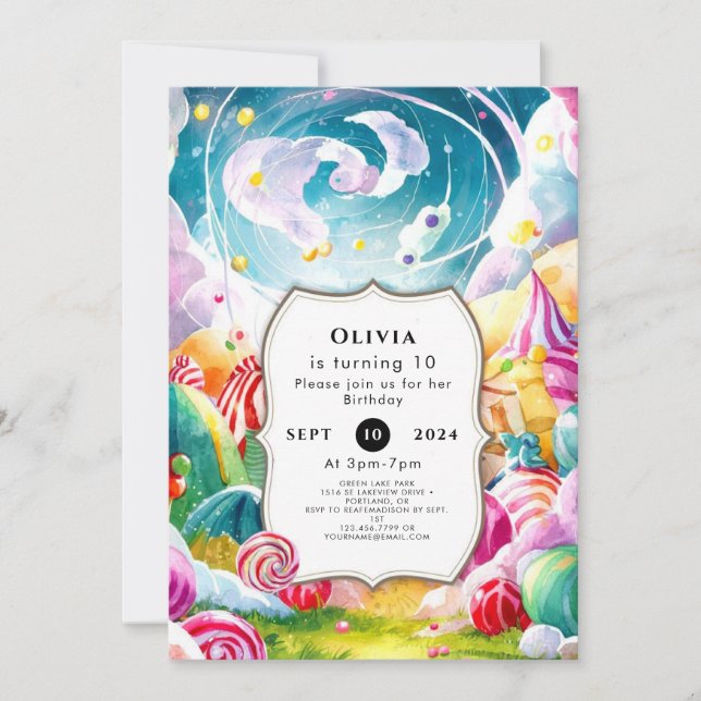 Blixtsnabb ljus och födelsedag inbjudningar (Framsida)