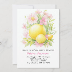Blixtsnabb Rosa Lemonade Meadow Girl Baby Shower Inbjudningar