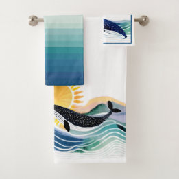 Blixtsnabb Vågar & Whales Anpassade Towel Set
