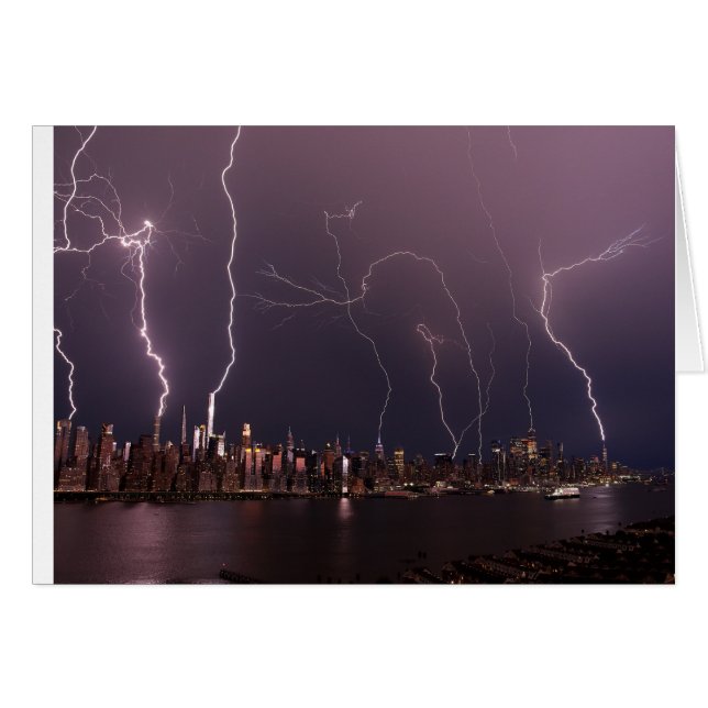 Blixtstorm över Manhattan, NYC Hälsningskort (Framsidan Horizontal)