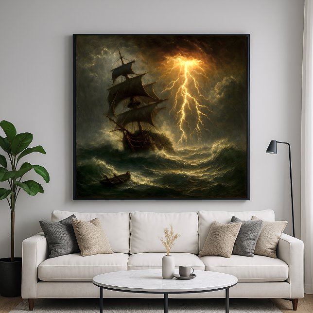 Blixtstormsfartyg - Impressionistisk konst Poster (Skapare uppladdad)