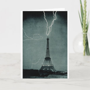 Blixtstrejkor det Eiffel torn, 1902 Kort