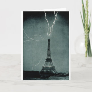 Blixtstrejkor det Eiffel torn, 1902 Kort