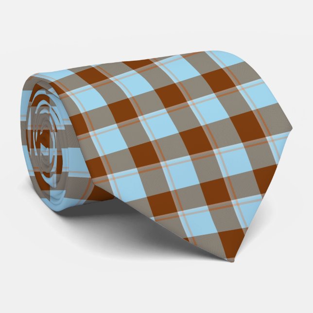 Blizzard Blue och Livid Brown Plaid halsduk Slips (Rullad)
