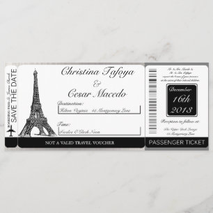 Blk Eiffel Torn Boarding Pass-inbjudan Inbjudningar