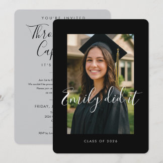 BLK & GRAY 2026 | Graduation Invite with Photo Inbjudningar