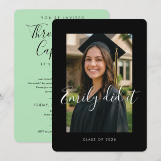 BLK & GREEN 2026 | Graduation Invite with Photo Inbjudningar