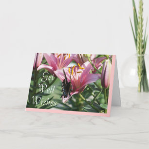 Blk Swallowtail på Mauve Lily2- gör något Kort