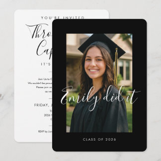 BLK & WHT 2026 | Graduation Invite with Photo Inbjudningar