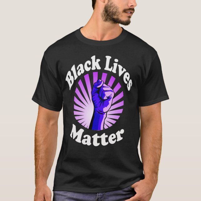 BLM, blå, svarta liv, matchande BLM T Shirt (Framsida)