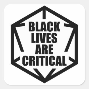 BLM Black Lives är kritiska [B&W] Fyrkantigt Klistermärke