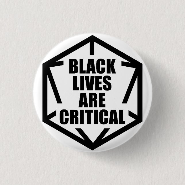 BLM Black Lives är kritiska [B&W] Knapp (Framsida)