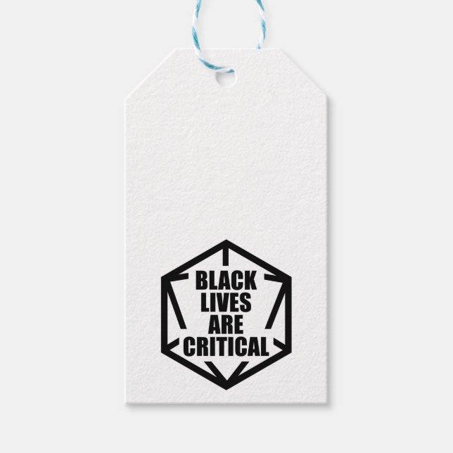 BLM Black Lives är kritiska [B&W] Presentetikett (Framsidan)