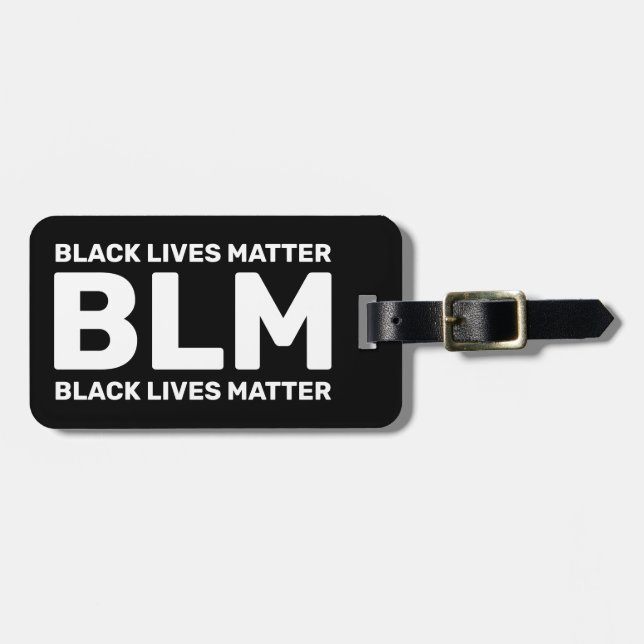 BLM Black Lives Matter White Typography on Black Bagagebricka (Horisontell Framsida)