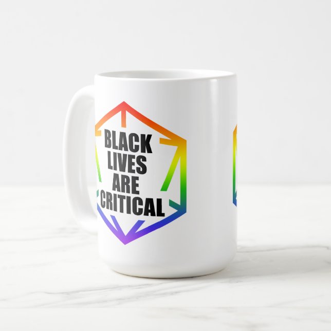 BLM Svarta liv är kritiska [HBTQ+] Kaffemugg (Framsida vänster)