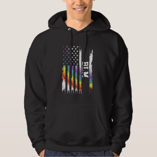 BLM United Stater Distress Rainbow w US Flagga Hoodie