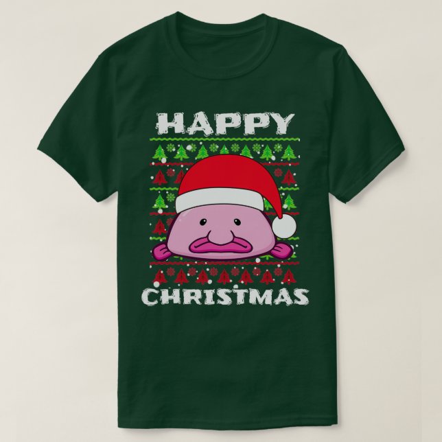 Blob Fish Lycklig jul Cute Festive Santa Hat B T Shirt (Design framsida)