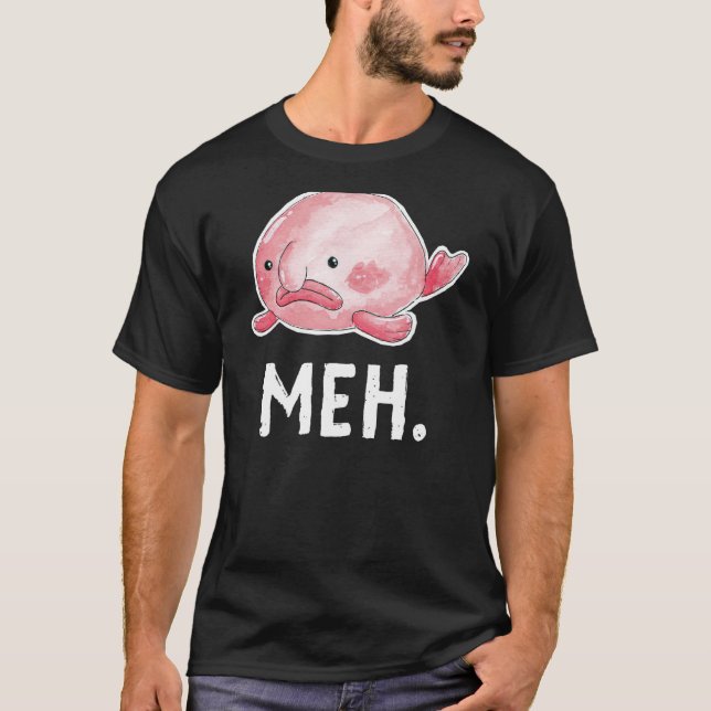 Blob Fisk Meh. Ful Sorglig Akvarell Söt T Shirt (Framsida)