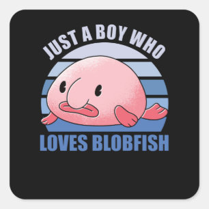 Blobfish Älskare Sweet Animals for Boys Blue Fyrkantigt Klistermärke