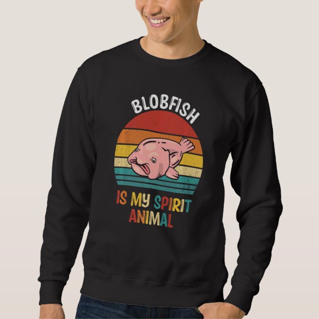 Blobfish är min andliga djurbuskar lång ärmad tröja (Framsida)