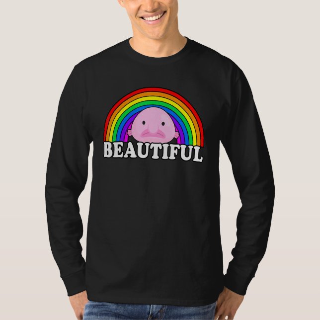 Blobfish är vacker Blobfish Membow Rainbow T Shirt (Framsida)