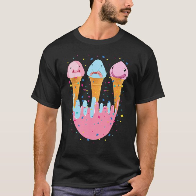 Blobfish Ice Cream Ugly Block Fish T Shirt (Framsida)