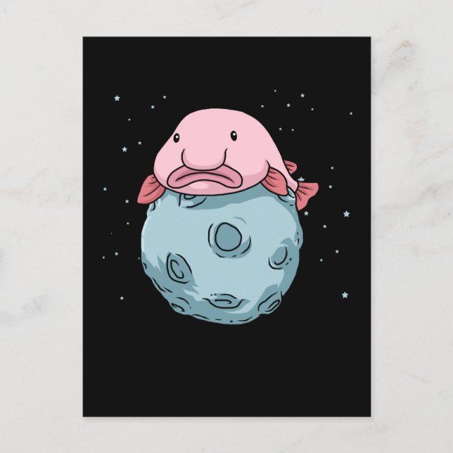 Blobfish Måne Astronaut Gift Kids Blobfish Vykort (Framsida)